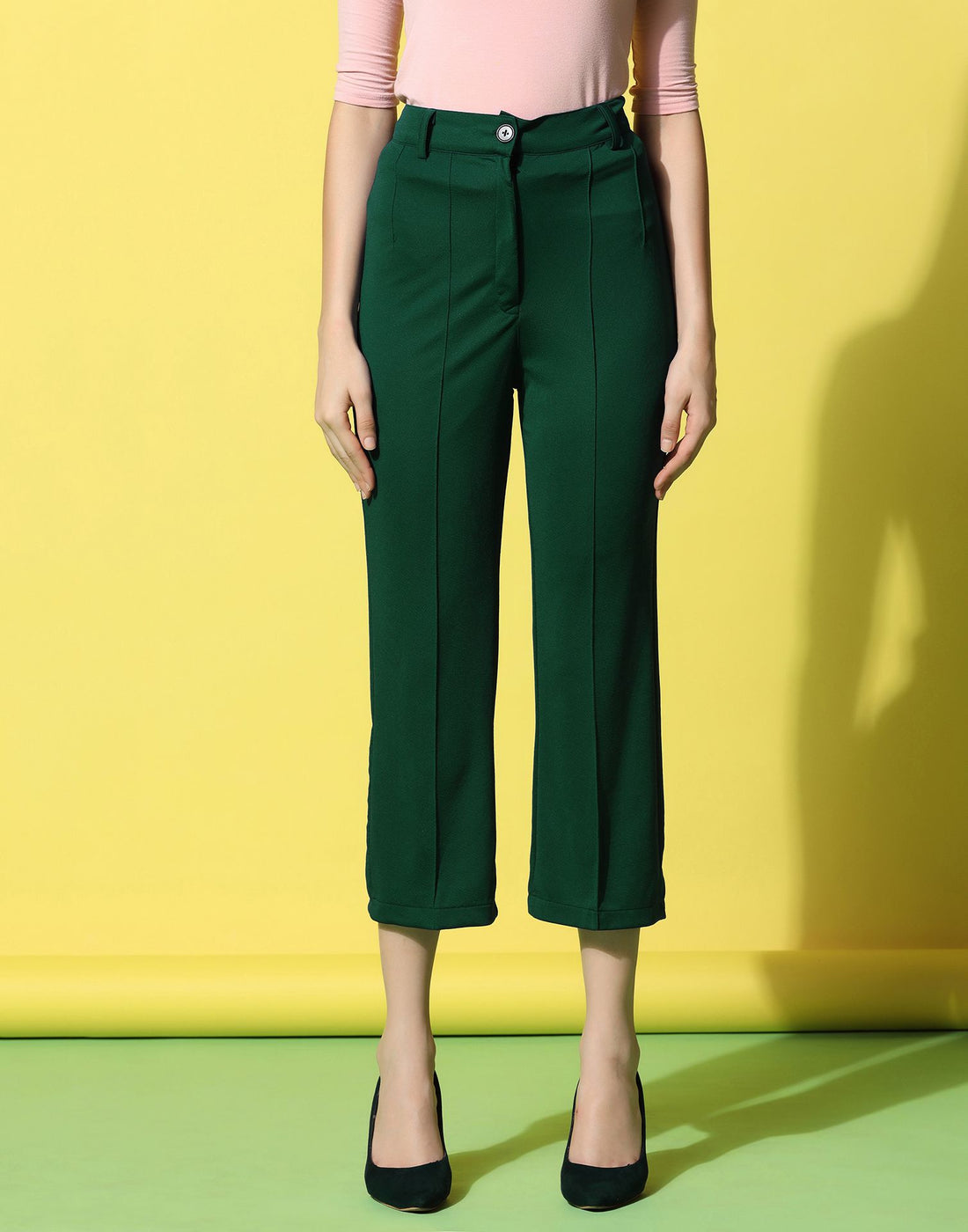 Pista Green Pin Tuck Straight Fit Trouser