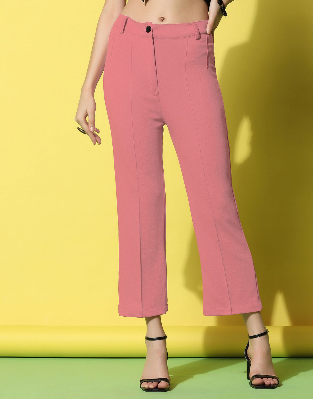 Light Pink Pin Tuck Straight Fit Trouser | Leemboodi
