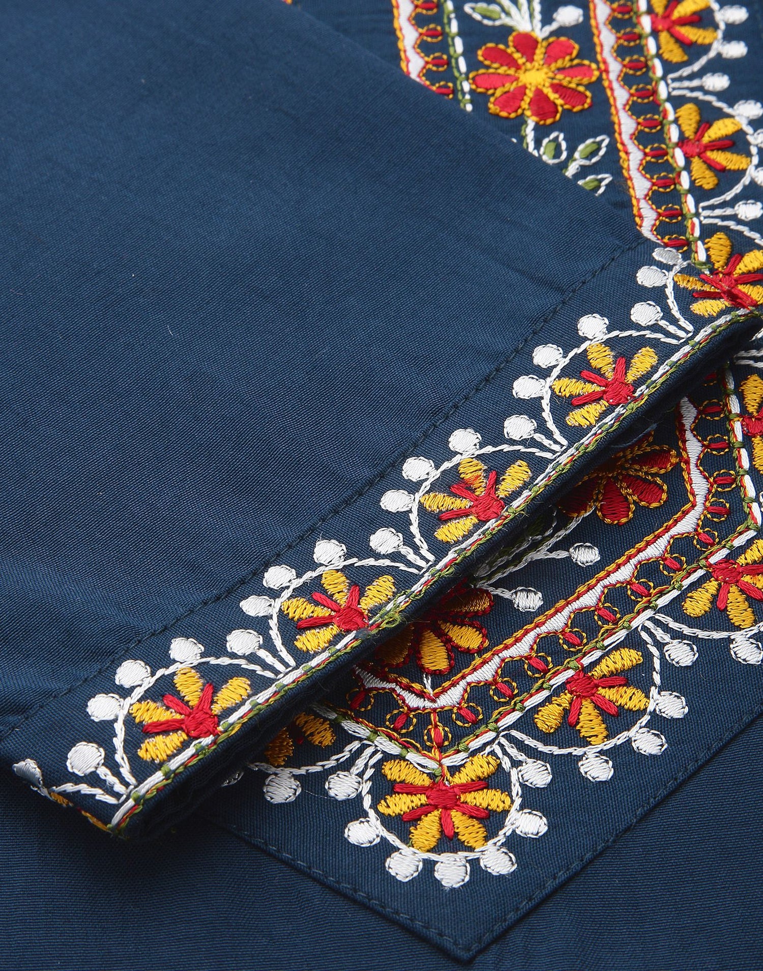 Blue Embroidery Kurti With Pant And Dupatta | Leemboodi