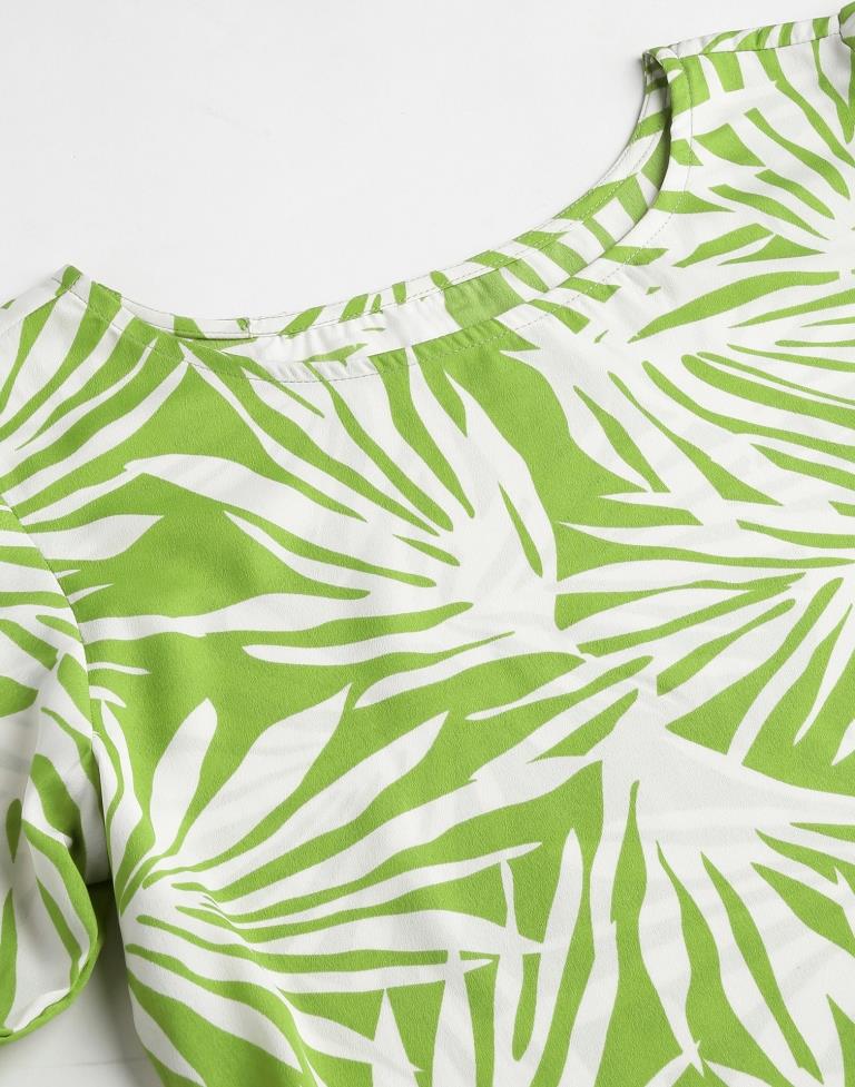 Green Polyester Printed Top | Leemboodi