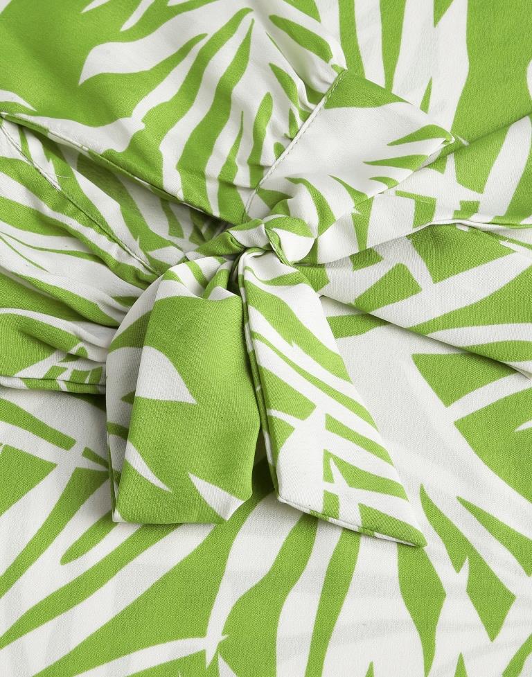 Green Polyester Printed Top | Leemboodi