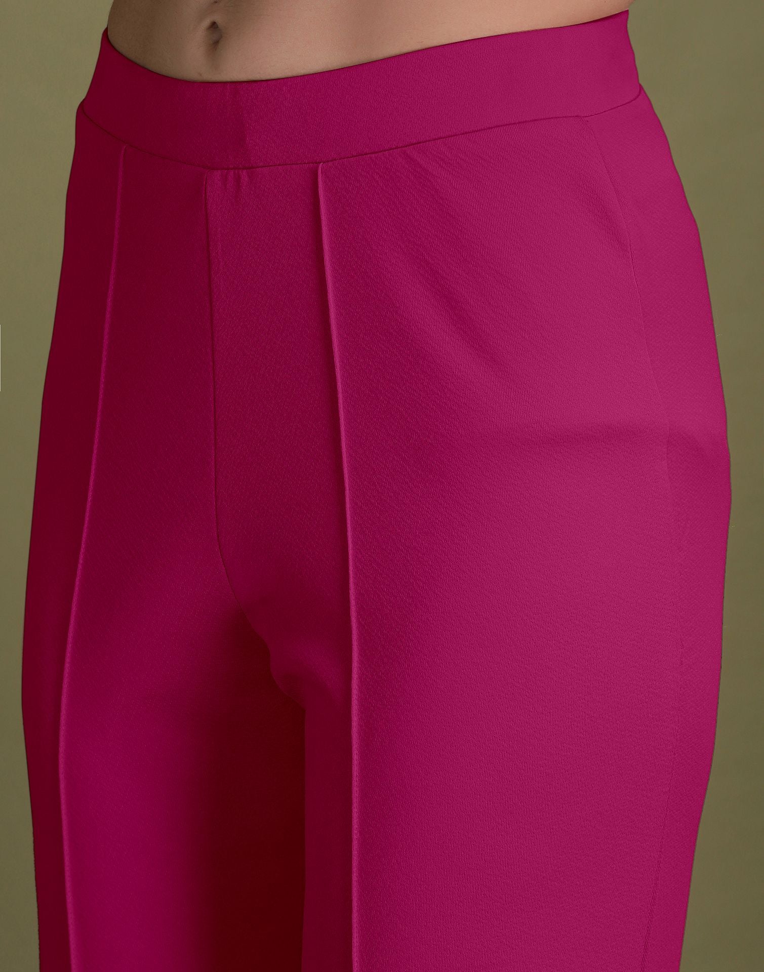 Fuchsia Pink Puff Sleeve Solid Co-Ords Set | Leemboodi