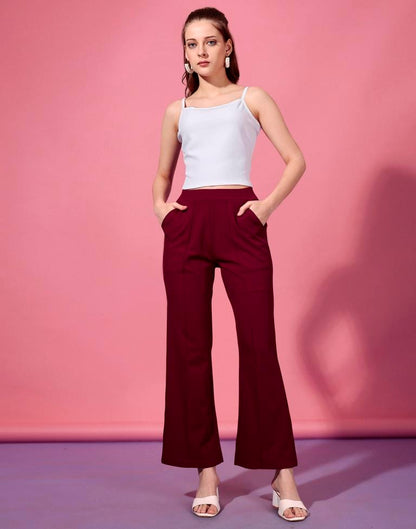 Maroon Lycra Plain Co-Ords Set | Leemboodi