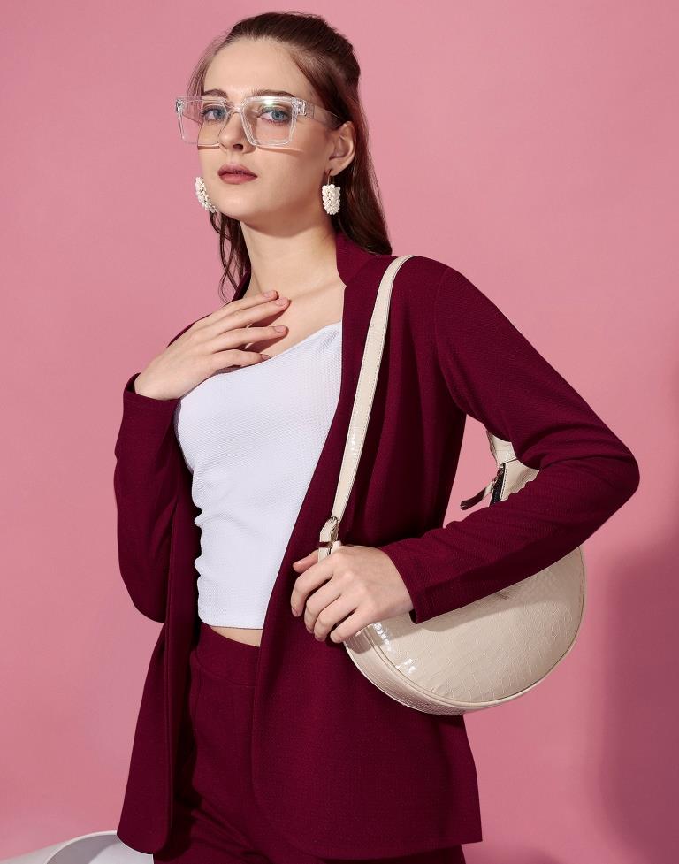 Maroon Lycra Plain Co-Ords Set | Leemboodi