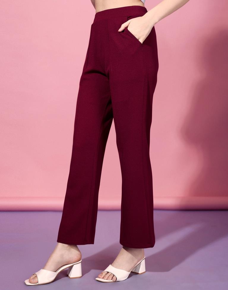 Maroon Lycra Pant With Foot Straps