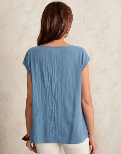 Light Blue Cotton Embroidery Top | Leemboodi