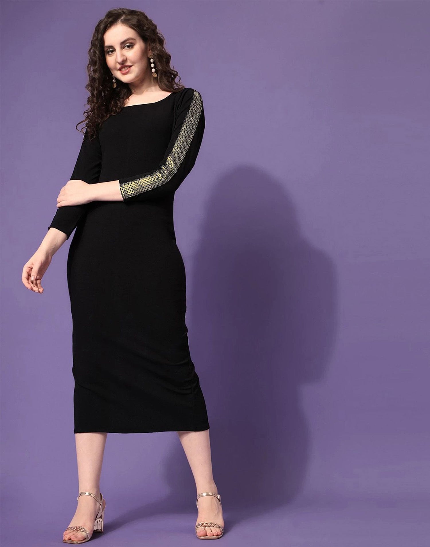 Black Bodycon Midi Dress | Leemboodi