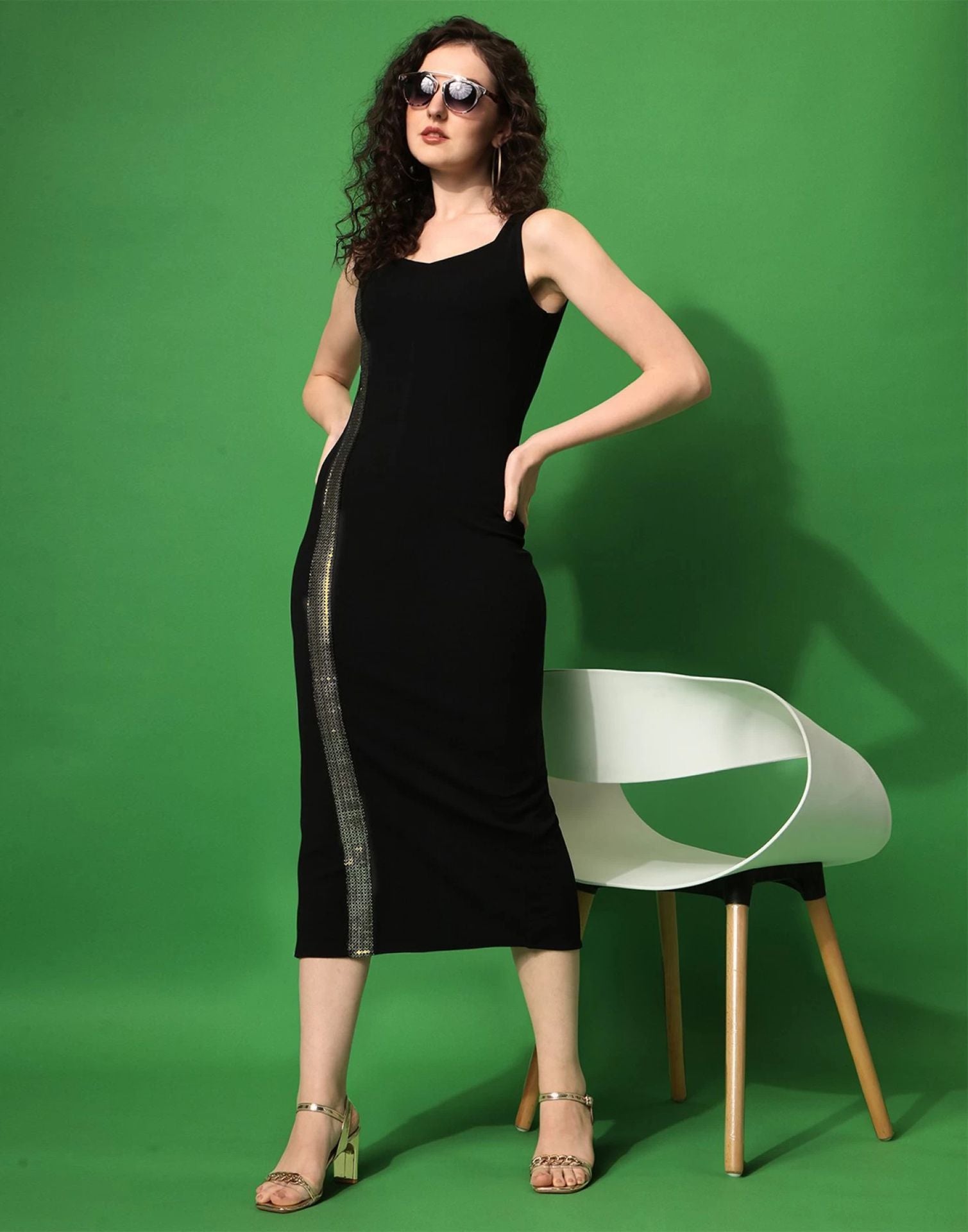 Cotton black sleeveless dress by Twirl Studio | The Secret Label