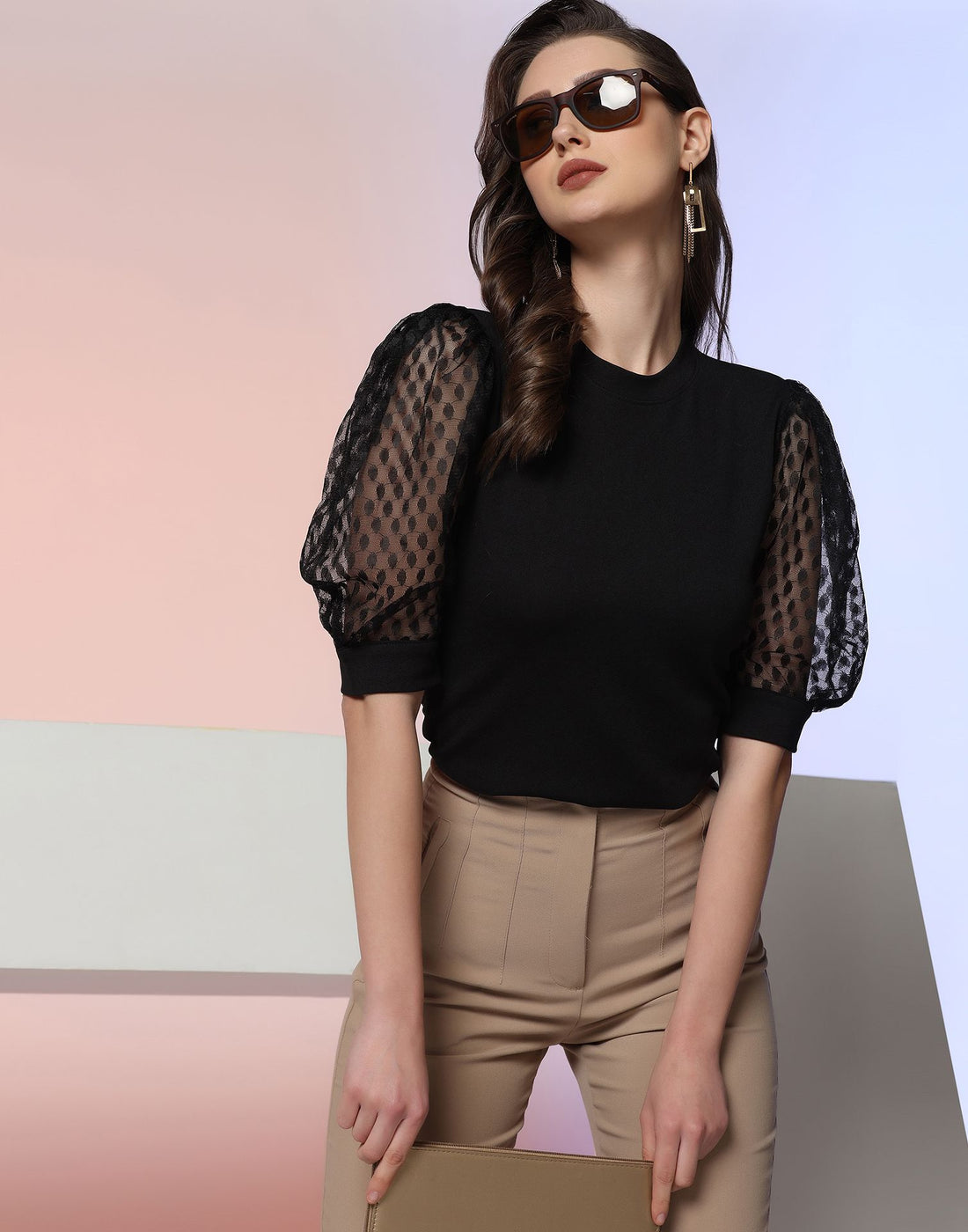 Black Puff Sleeve Top | Leemboodi