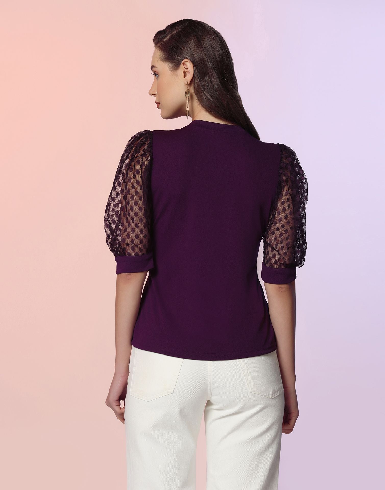 Purple Puff Sleeve Top | Leemboodi
