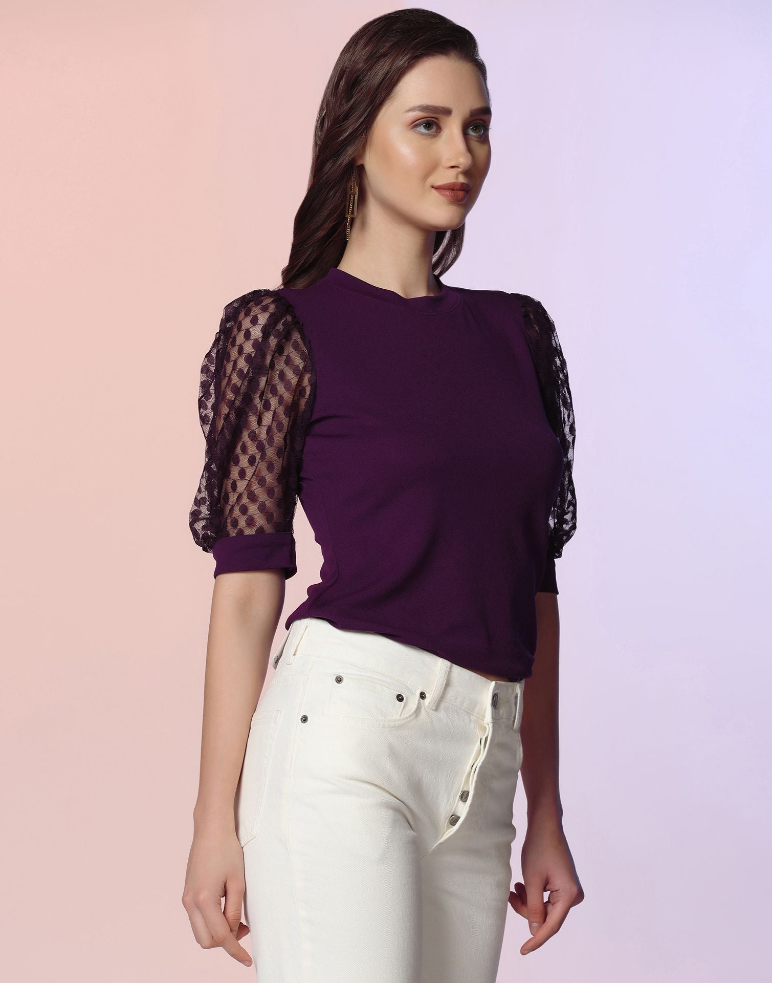 Puff sleeve 2024 top purple