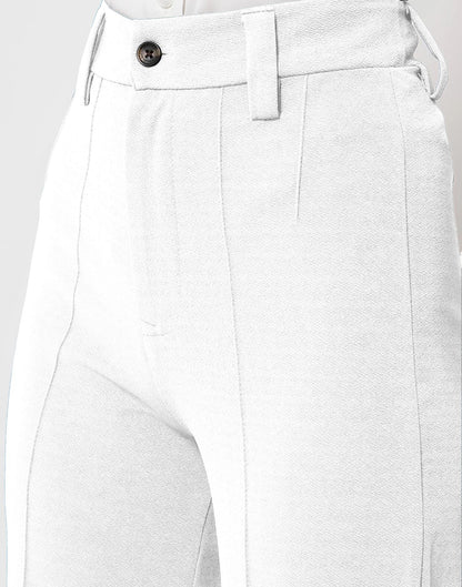 White Pin Tuck Flared Trouser | Leemboodi