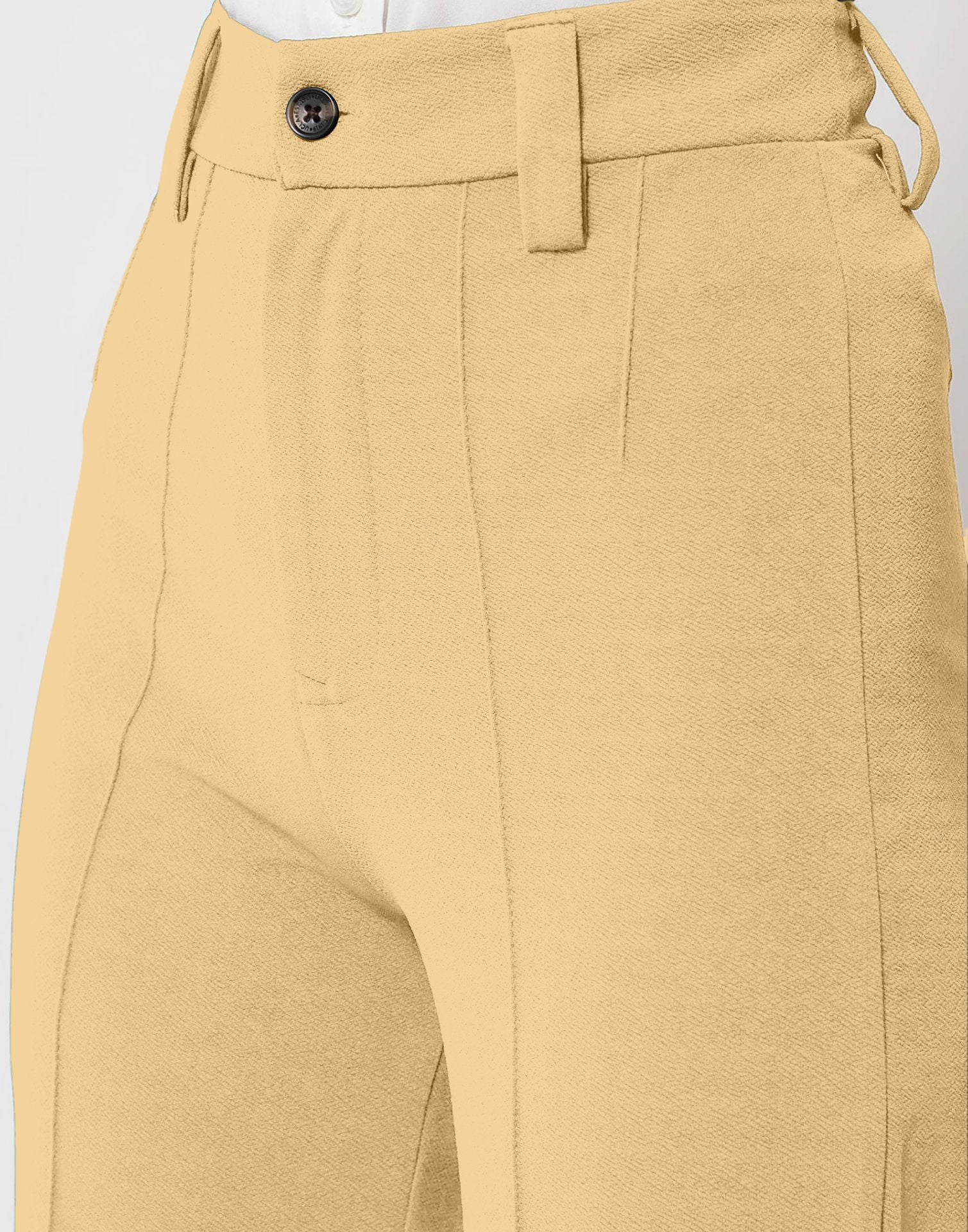 Cream Pin Tuck Flared Trouser | Leemboodi