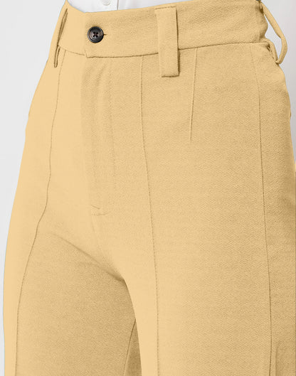 Cream Pin Tuck Flared Trouser | Leemboodi