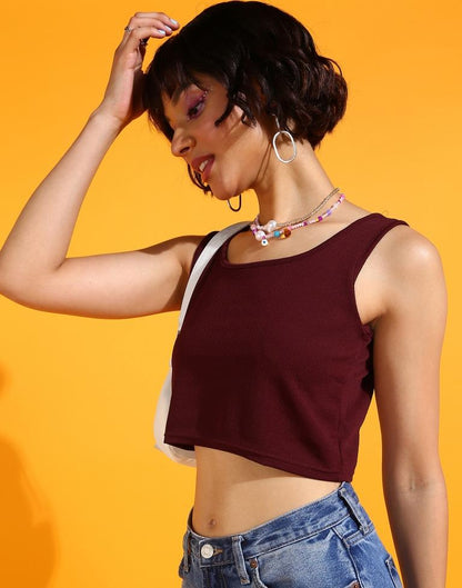 Maroon Square Neck Tank Top