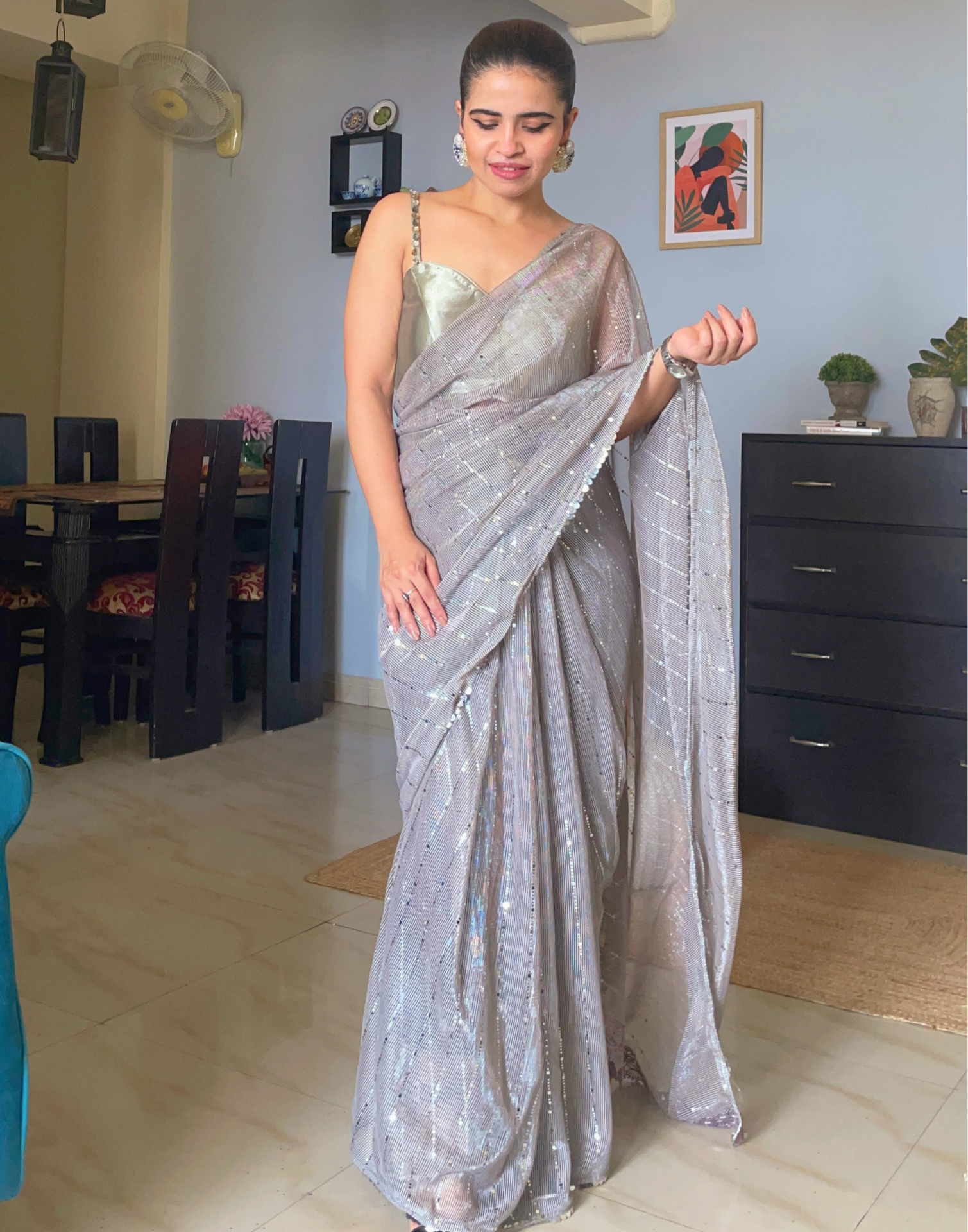 Buy Awesome Solid/Plain Dharmavaram Satin Saree (Silver) Online at Best  Prices in India - JioMart.