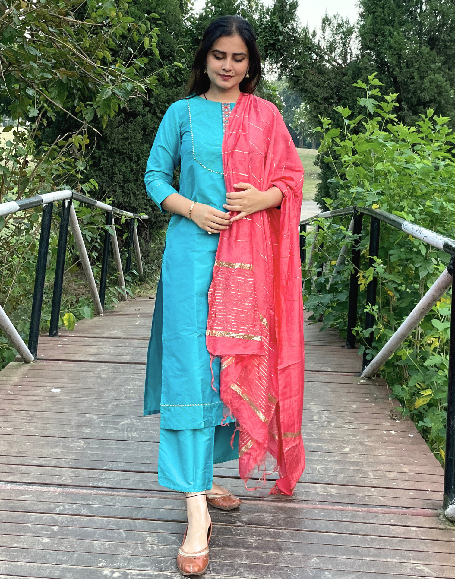 Rama Kurti With Pant And Dupatta