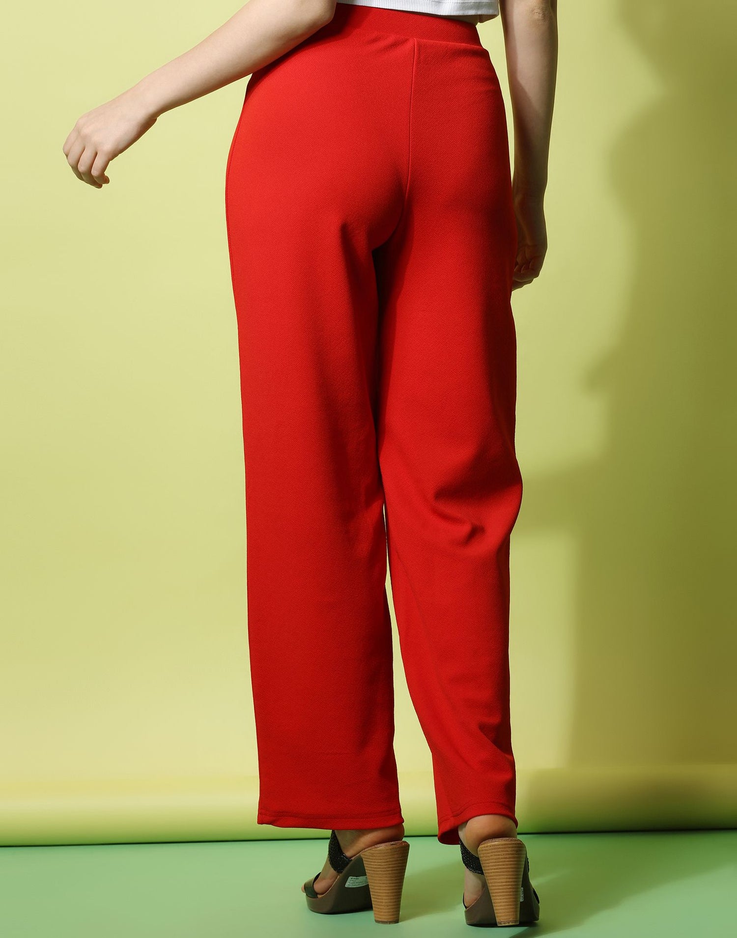 Red knotted Straight Fit Trouser | Leemboodi