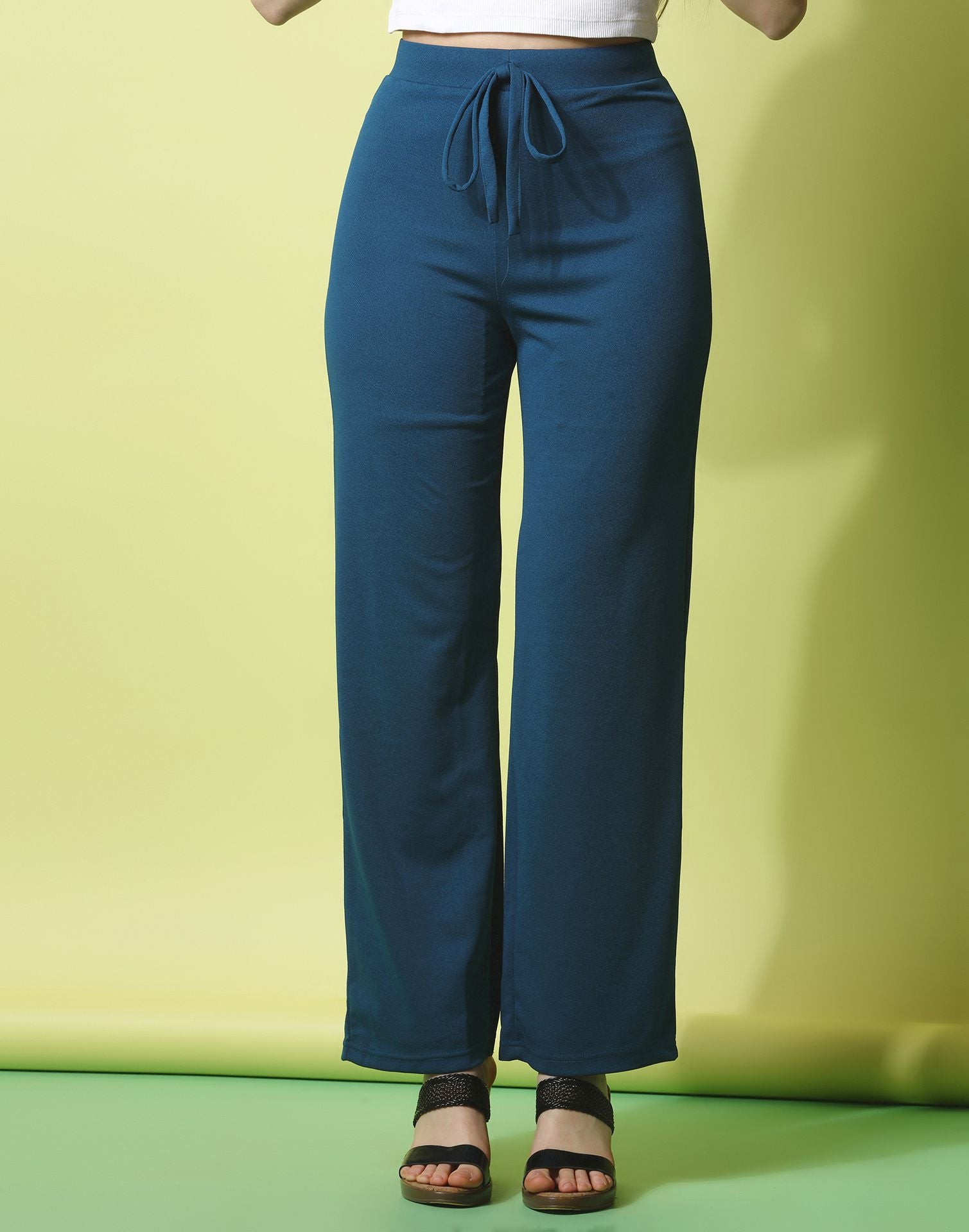 Teal knotted Straight Fit Trouser | Leemboodi