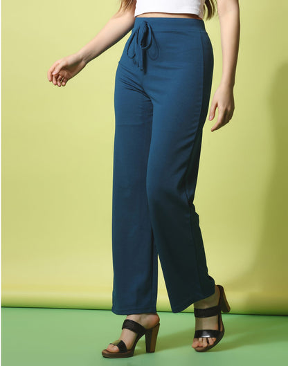 Teal knotted Straight Fit Trouser | Leemboodi