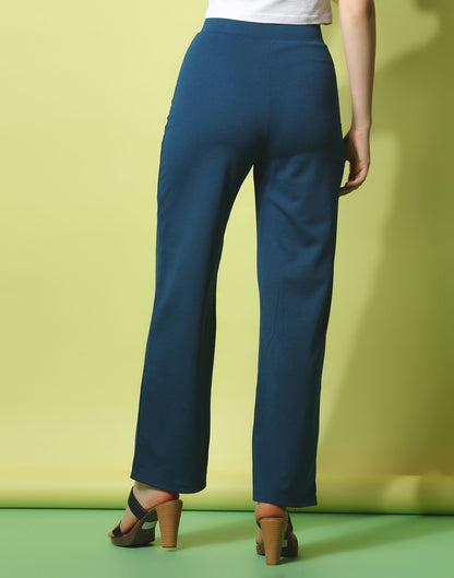 Teal knotted Straight Fit Trouser | Leemboodi