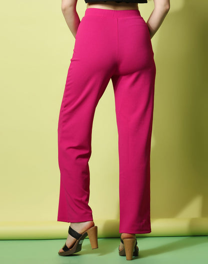 Pink knotted Straight Fit Trouser | Leemboodi