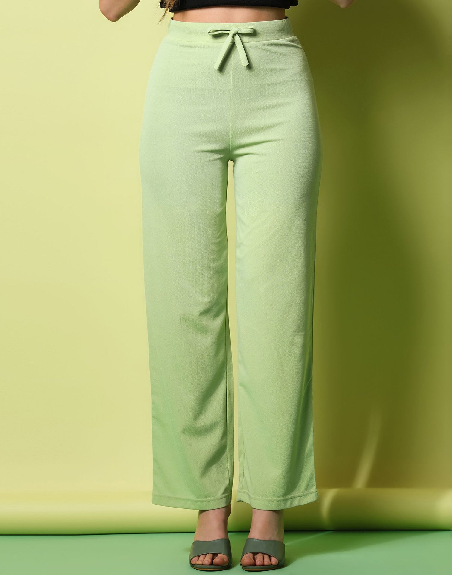Pista Green knotted Straight Fit Trouser | Leemboodi