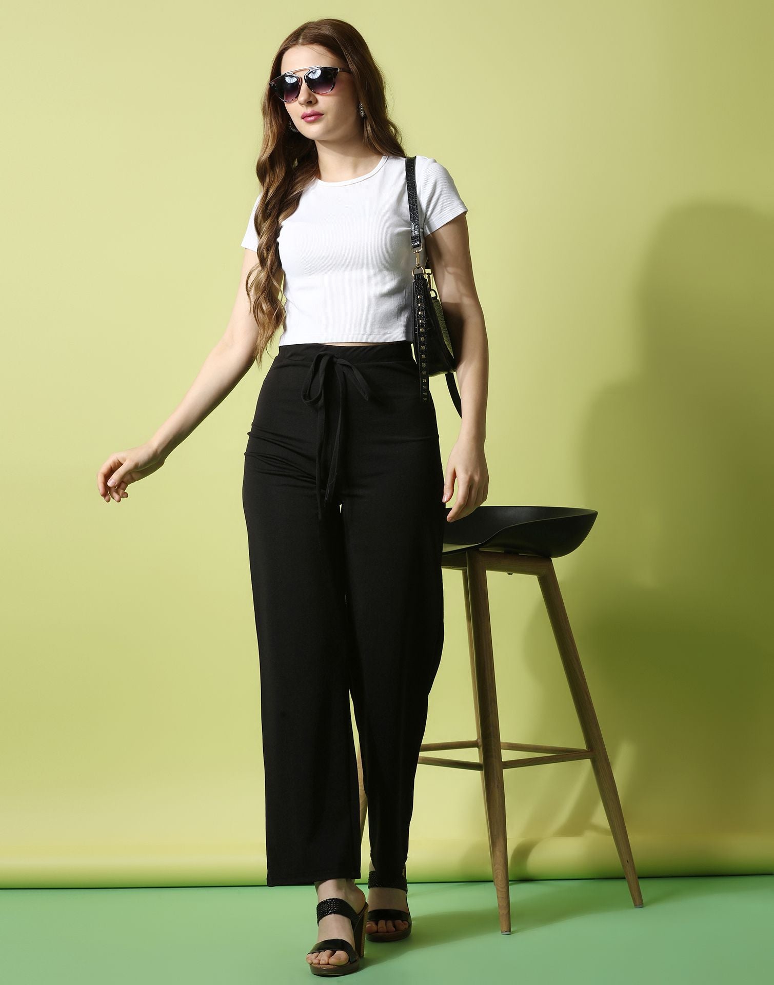 Black knotted Straight Fit Trouser | Leemboodi