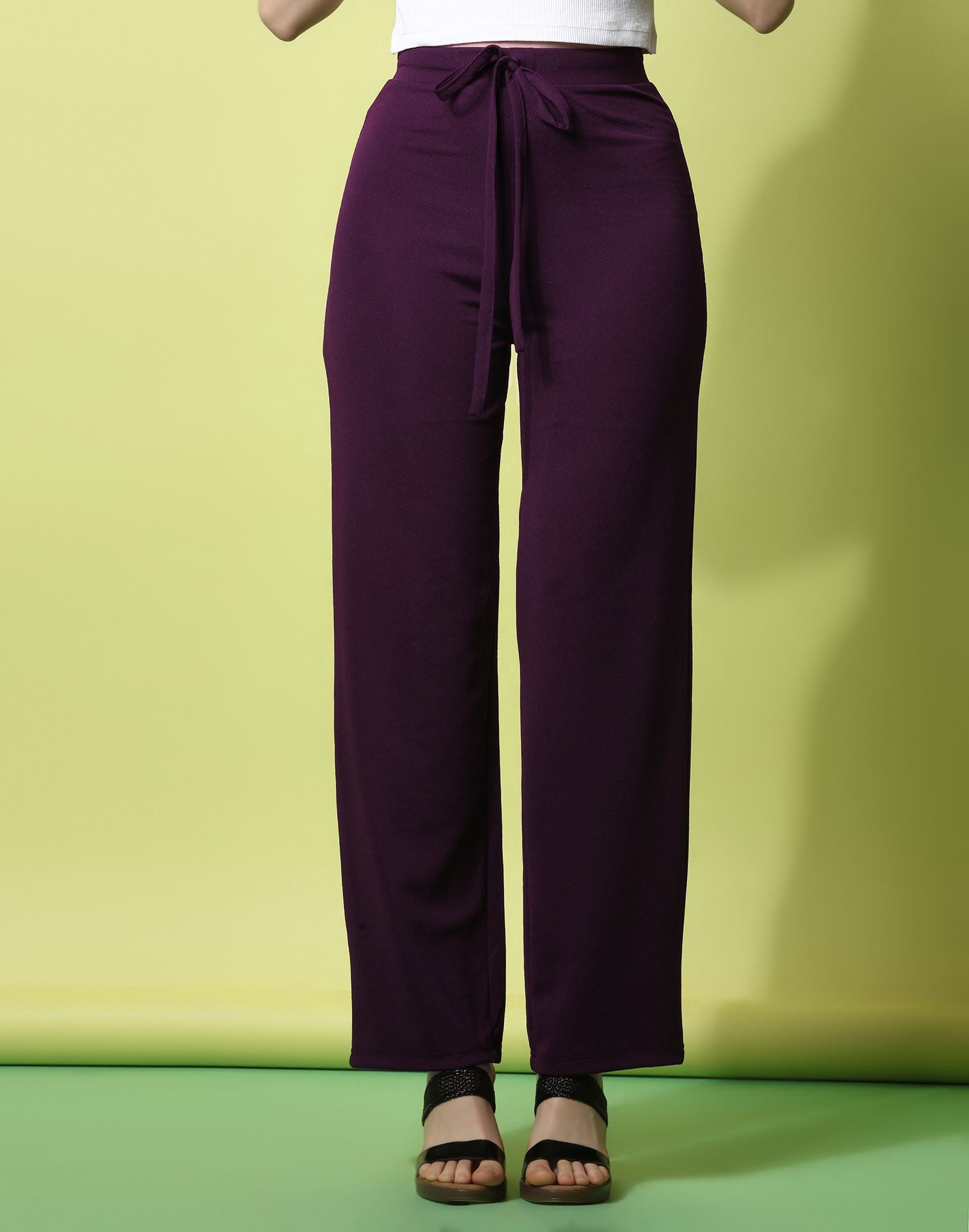 Wine knotted Straight Fit Trouser | Leemboodi