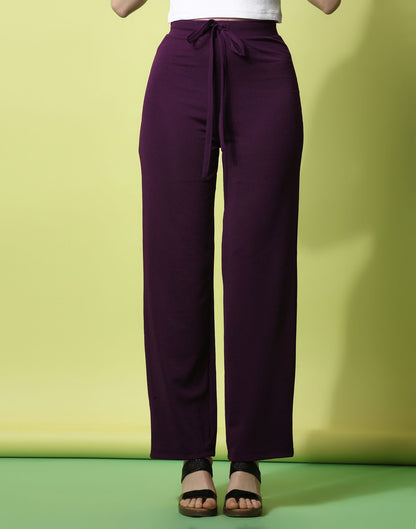 Wine knotted Straight Fit Trouser | Leemboodi