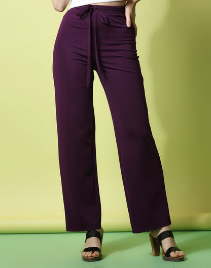 Wine knotted Straight Fit Trouser | Leemboodi