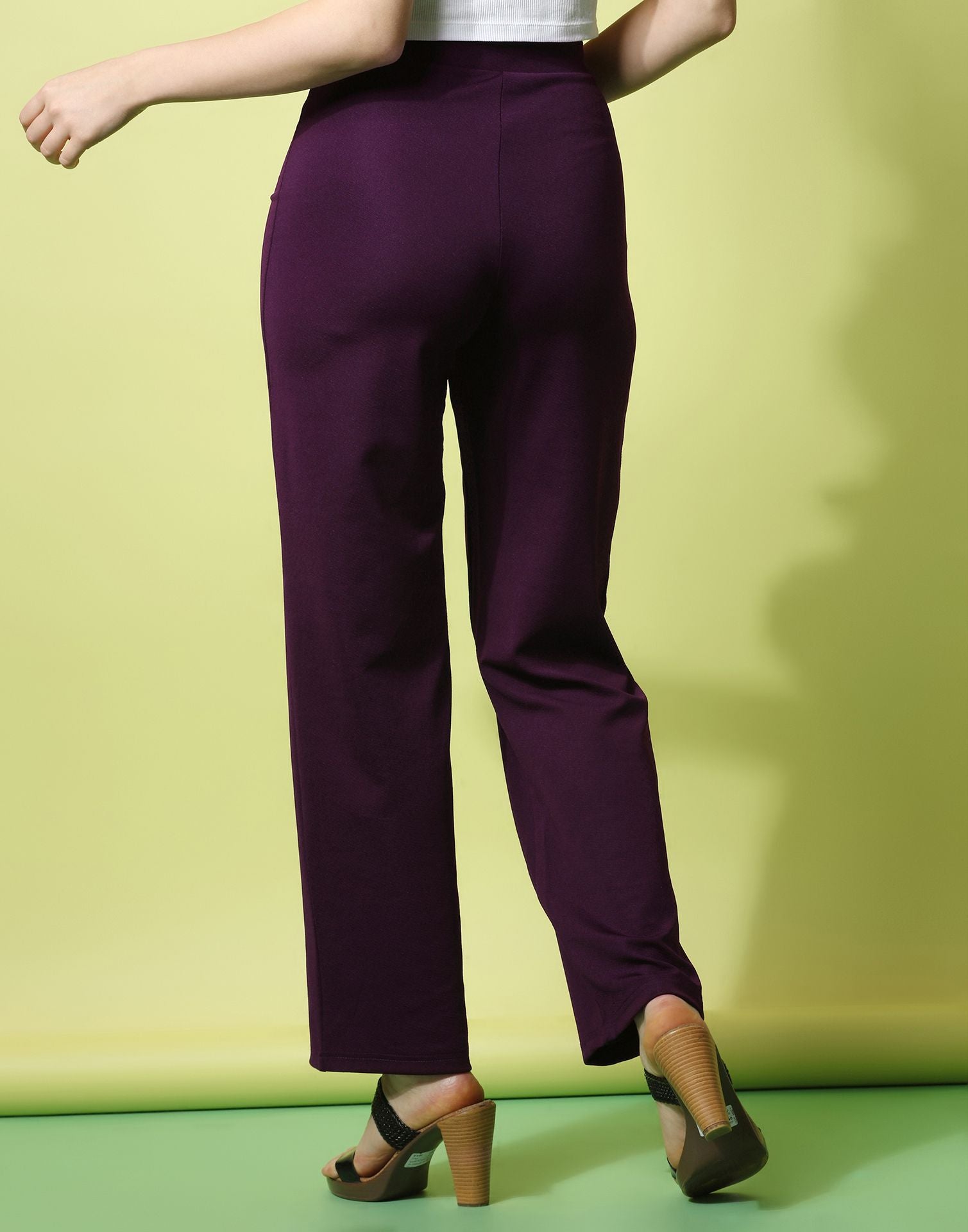 Wine knotted Straight Fit Trouser | Leemboodi