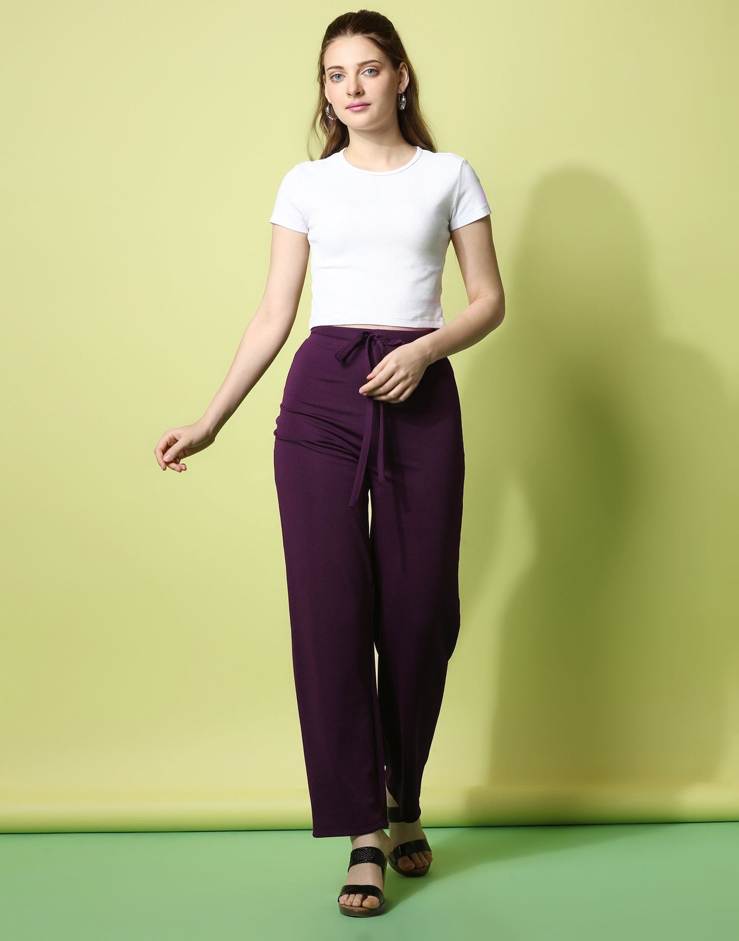 Wine knotted Straight Fit Trouser | Leemboodi