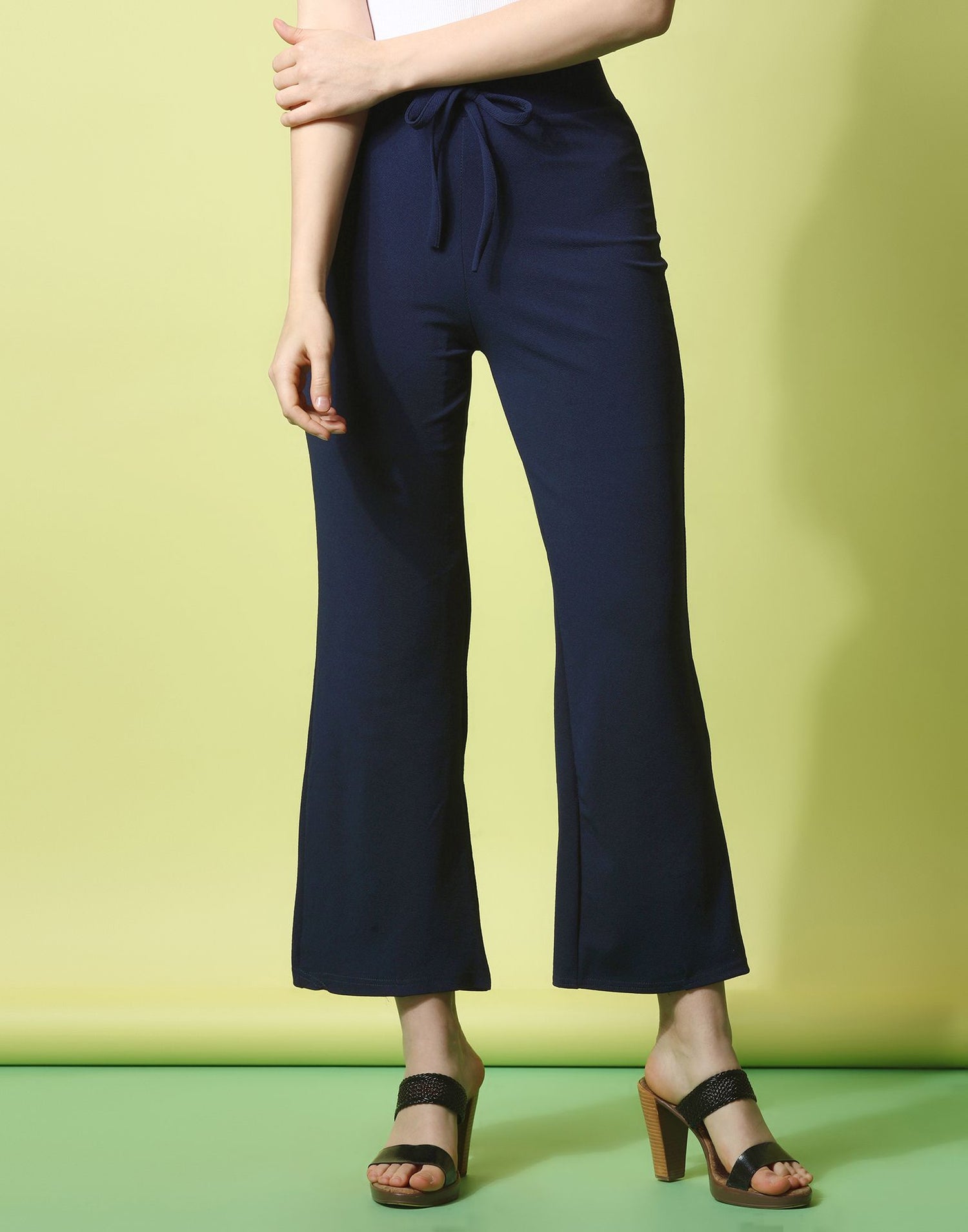 Blue knotted Straight Fit Trouser | Leemboodi