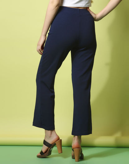 Blue knotted Straight Fit Trouser | Leemboodi