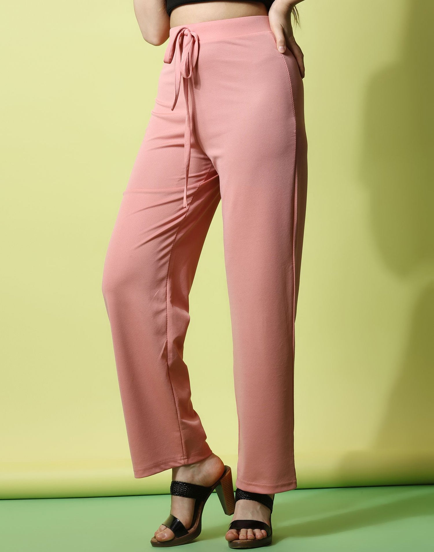 Peach knotted Straight Fit Trouser | Leemboodi