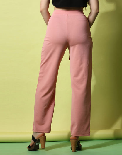 Peach knotted Straight Fit Trouser | Leemboodi