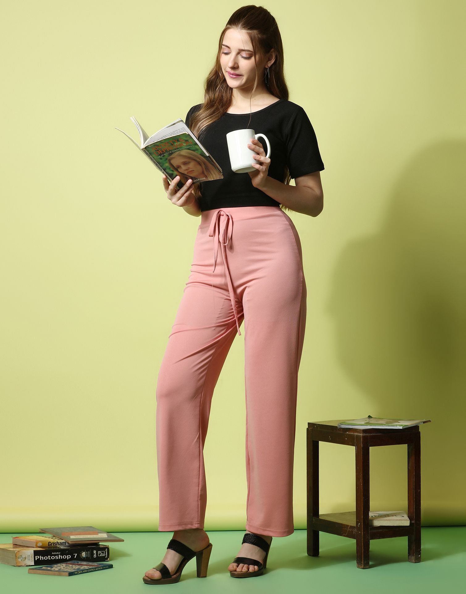 Peach knotted Straight Fit Trouser | Leemboodi