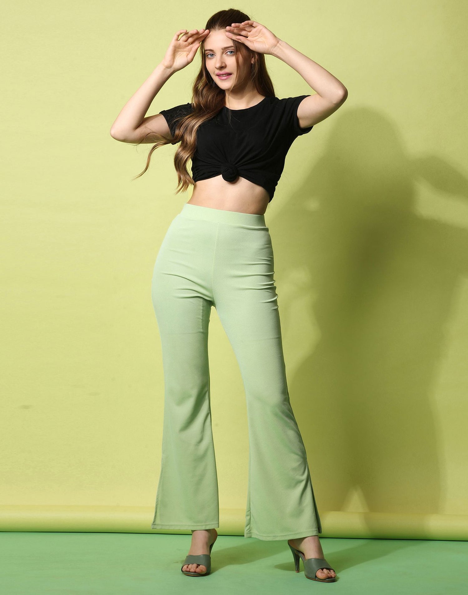 Pista Green Flared Trouser | Leemboodi
