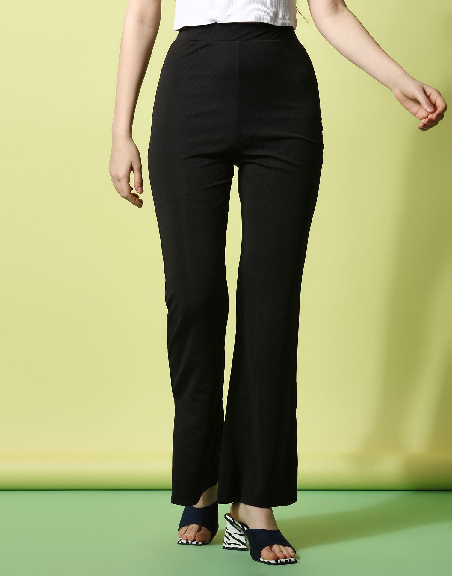Douhoow Women Black Skinny Flare Pants Casual High Waist Long Trousers  Vintage Bell Bottom Pants - Walmart.com
