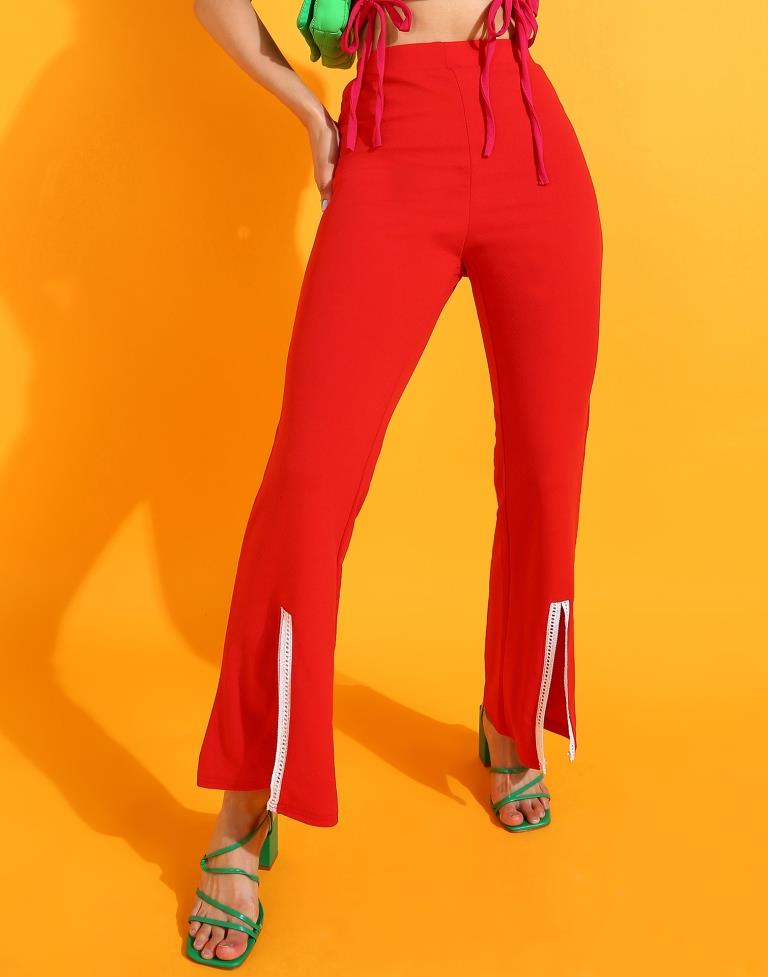 Red Flared Trouser