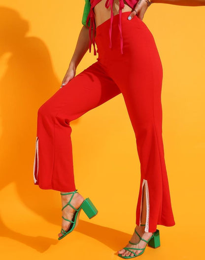 Red Flared Trouser