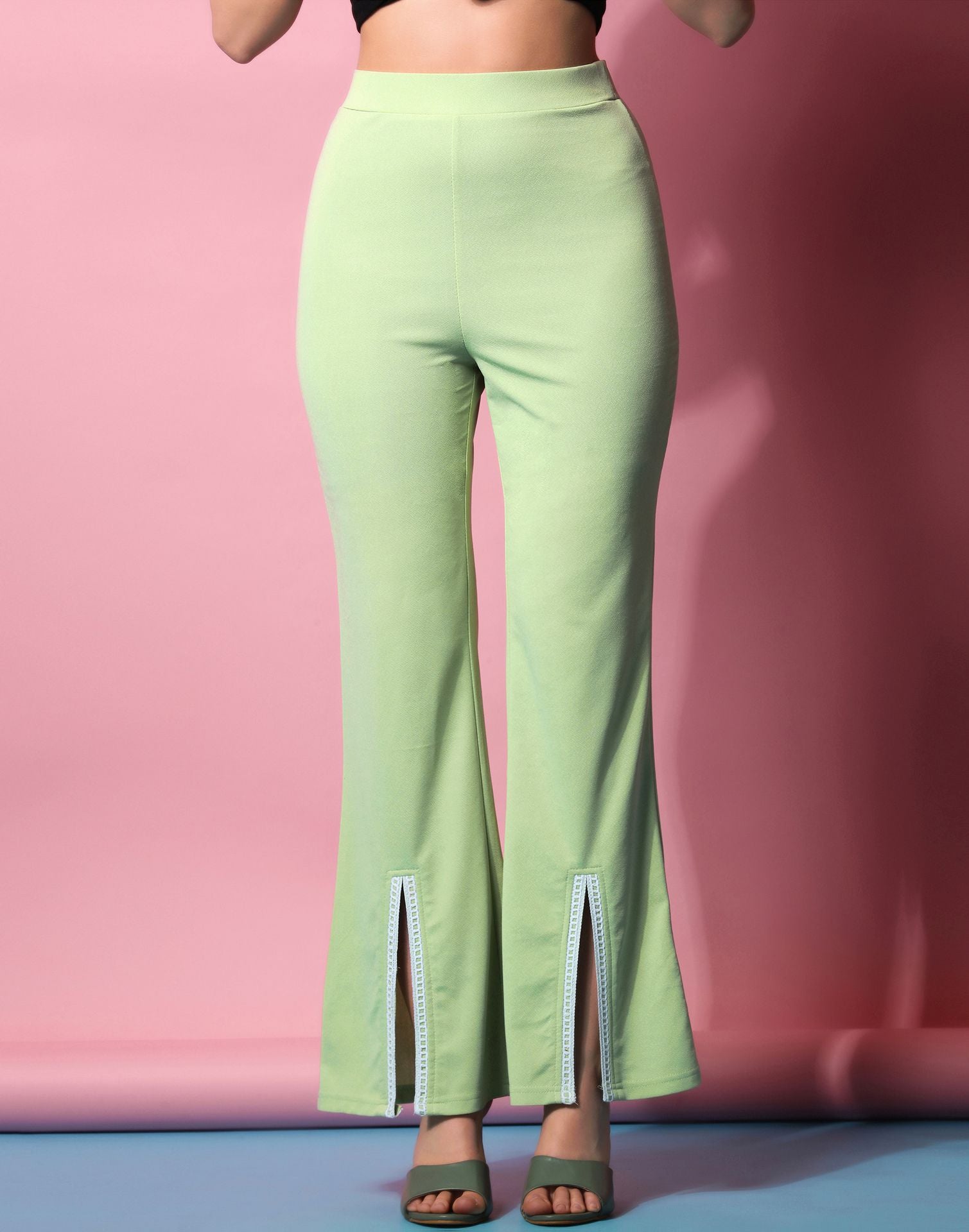 Green Flare Pants with Green Pants Outfits (1 ideas & outfits) | Lookastic