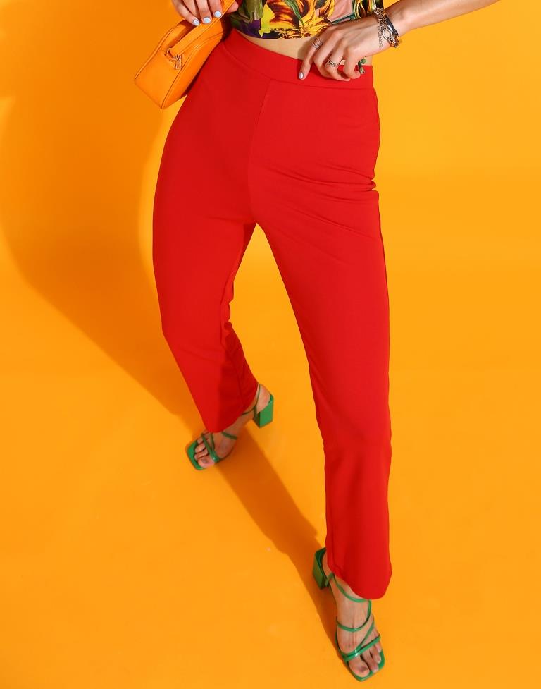 Red Straight Fit Trouser