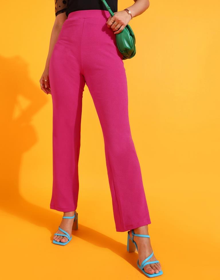 Wide crêpe trousers - Bright pink - Ladies | H&M IN