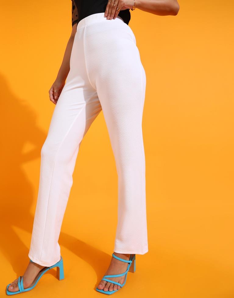 White Straight Fit Trouser