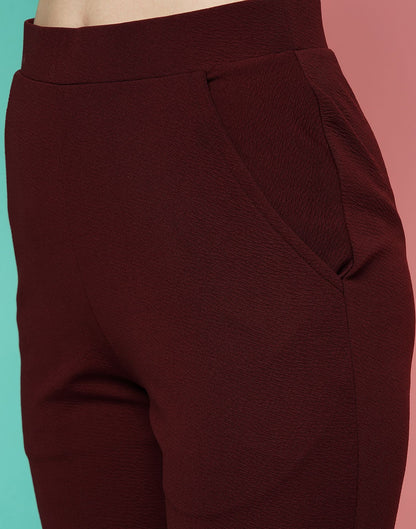 Maroon Ankle Length Trouser | Leemboodi