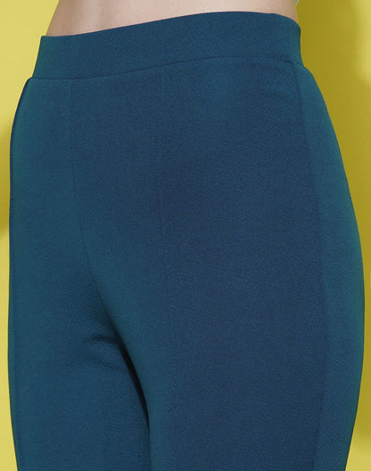 Teal Pin Tuck Ankle Length Trouser | Leemboodi