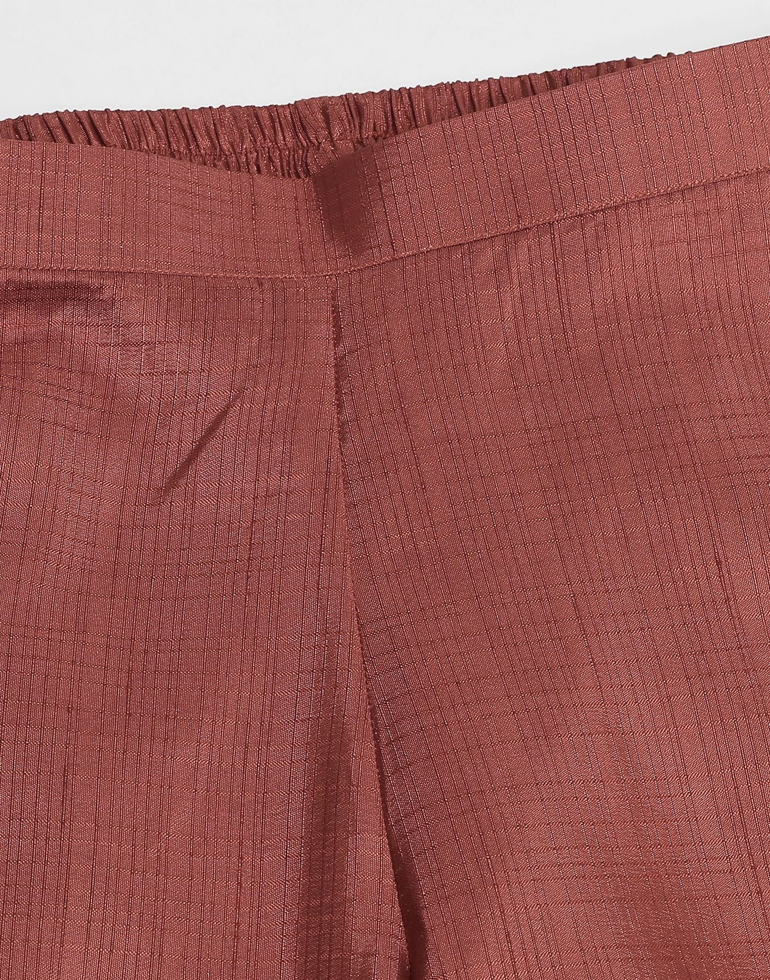 Chestnut Brown Plain Silk Straight Kurta Set With Dupatta