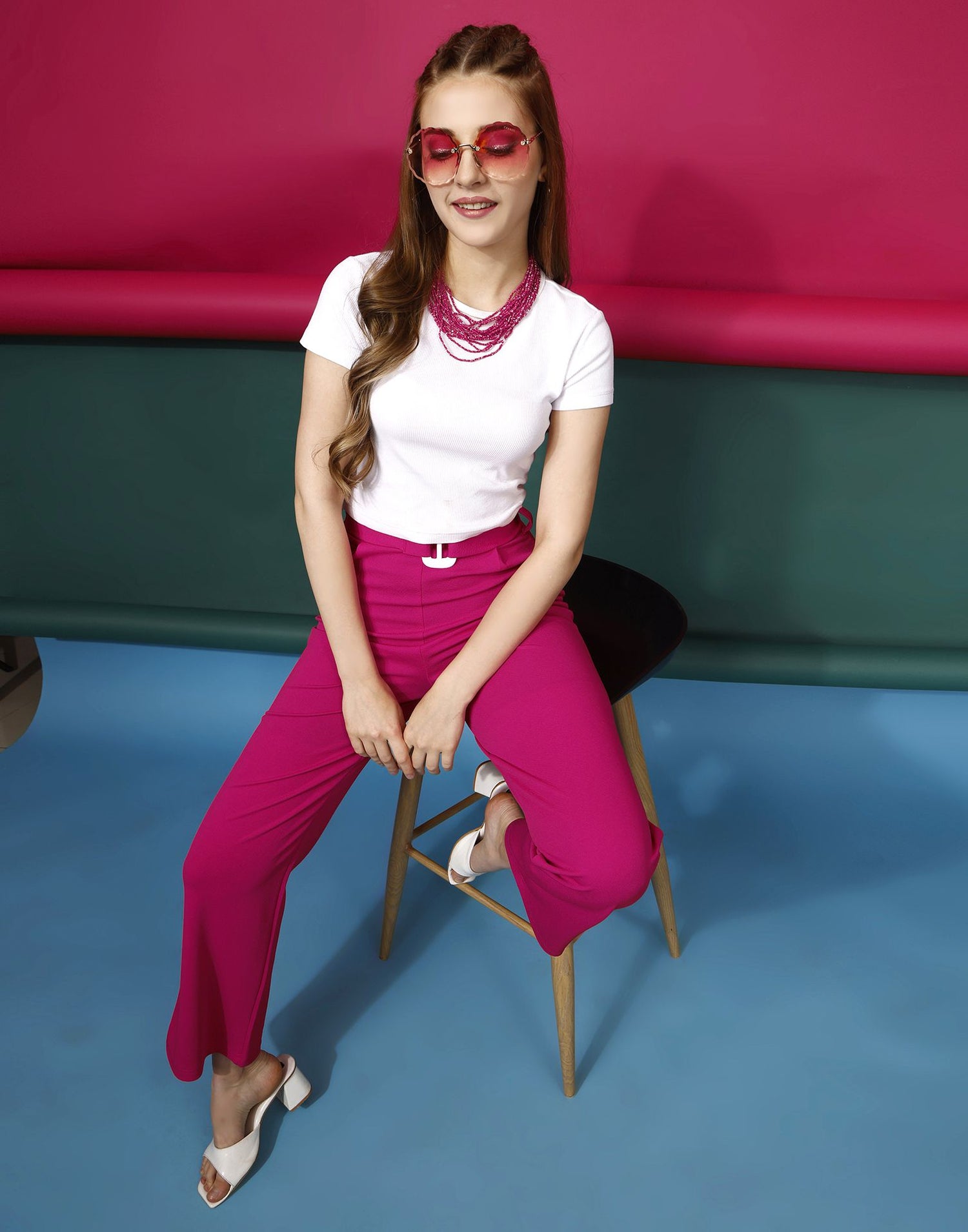 Pink Flared Trouser | Leemboodi